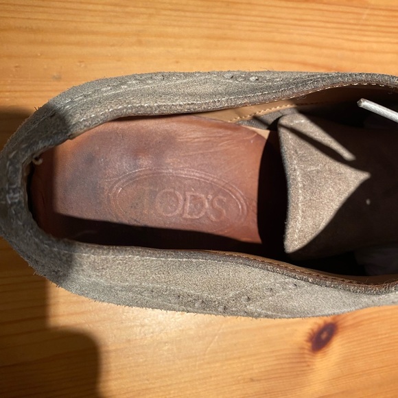 TOD’S Men’s Tan Suede Brogue Shoes Sz 10 - Picture 8 of 9